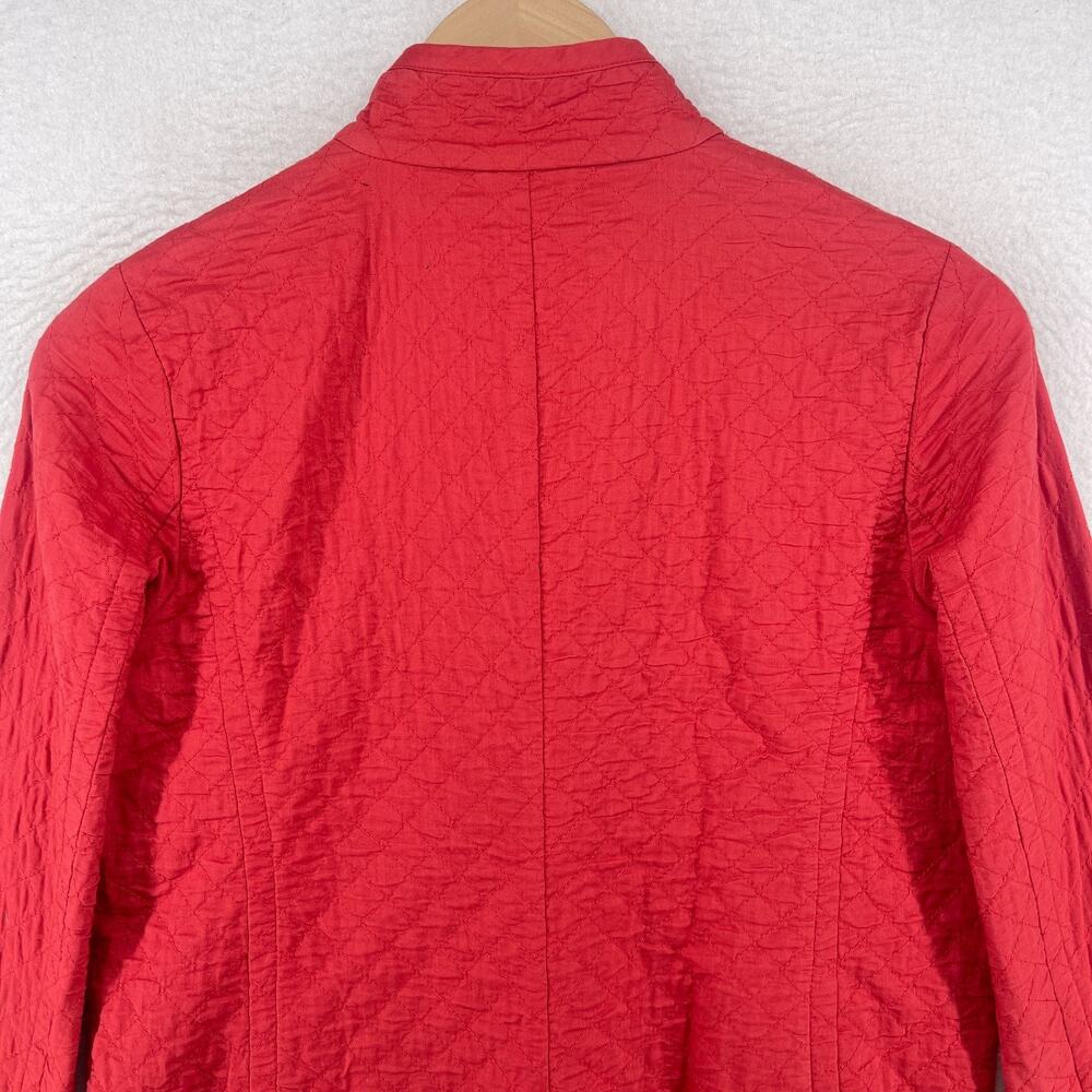 EILEEN FISHER Jacket PP Petite Organic Cotton Snap Front Quilted Mandarin Red - Picture 8 of 13